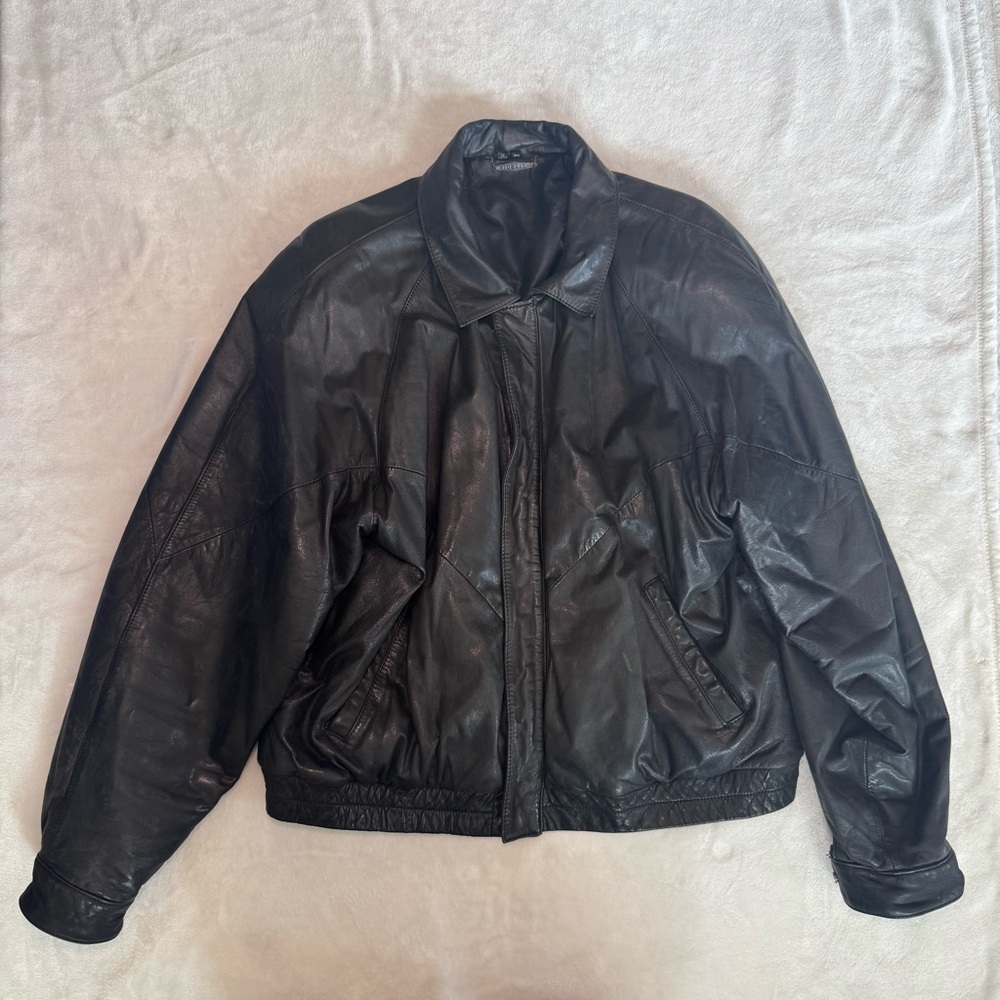 Vintage 90s Distressed Leather Bomber Jacket